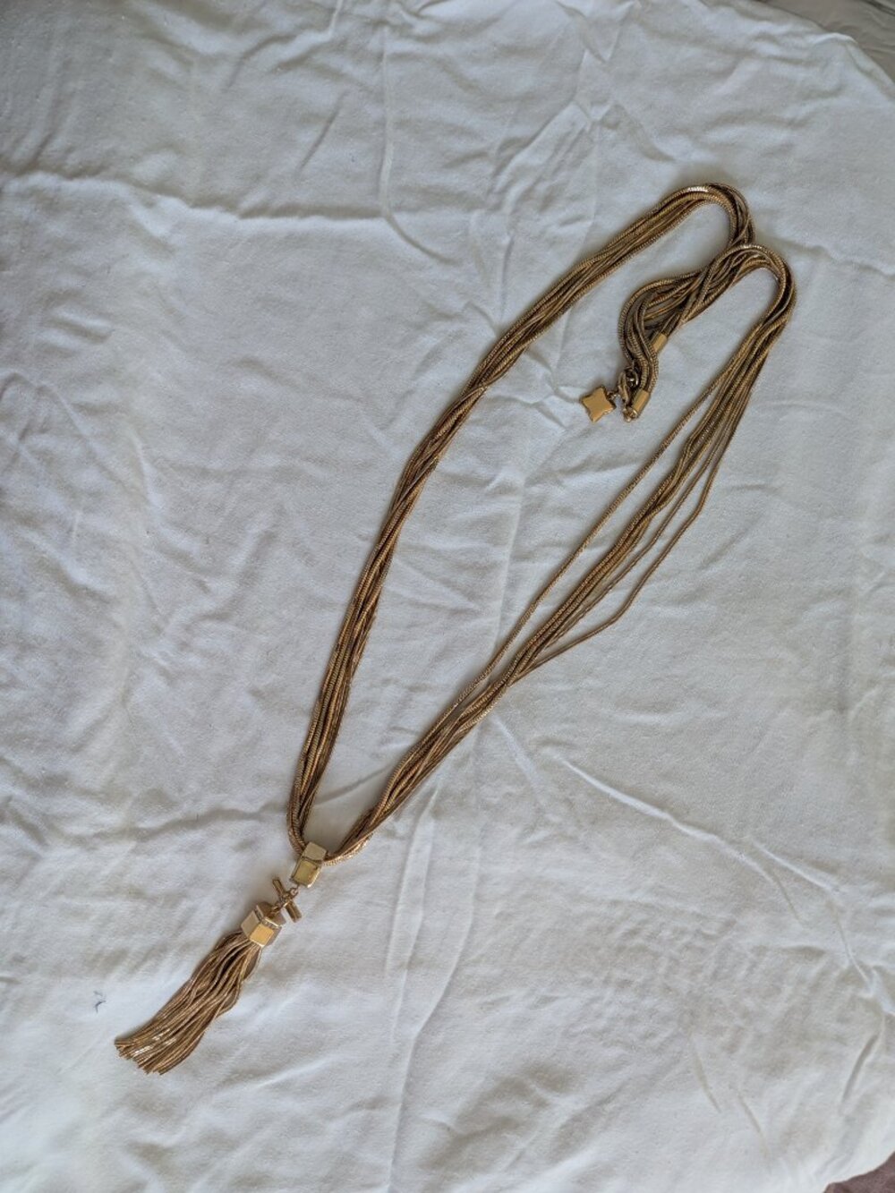 🌸 Banana Republic 5 Strand Rope Length Snake Chain w/Dangle Pendant in Gold